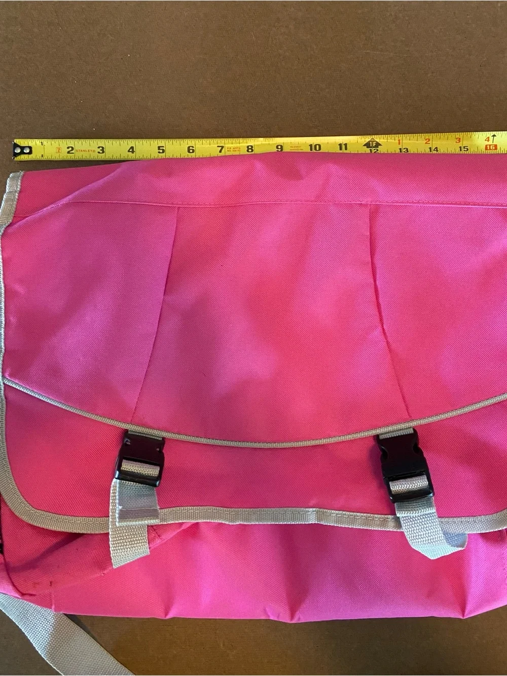 Bright Pink Women's Laptop Messenger Bag with Contrast Trim